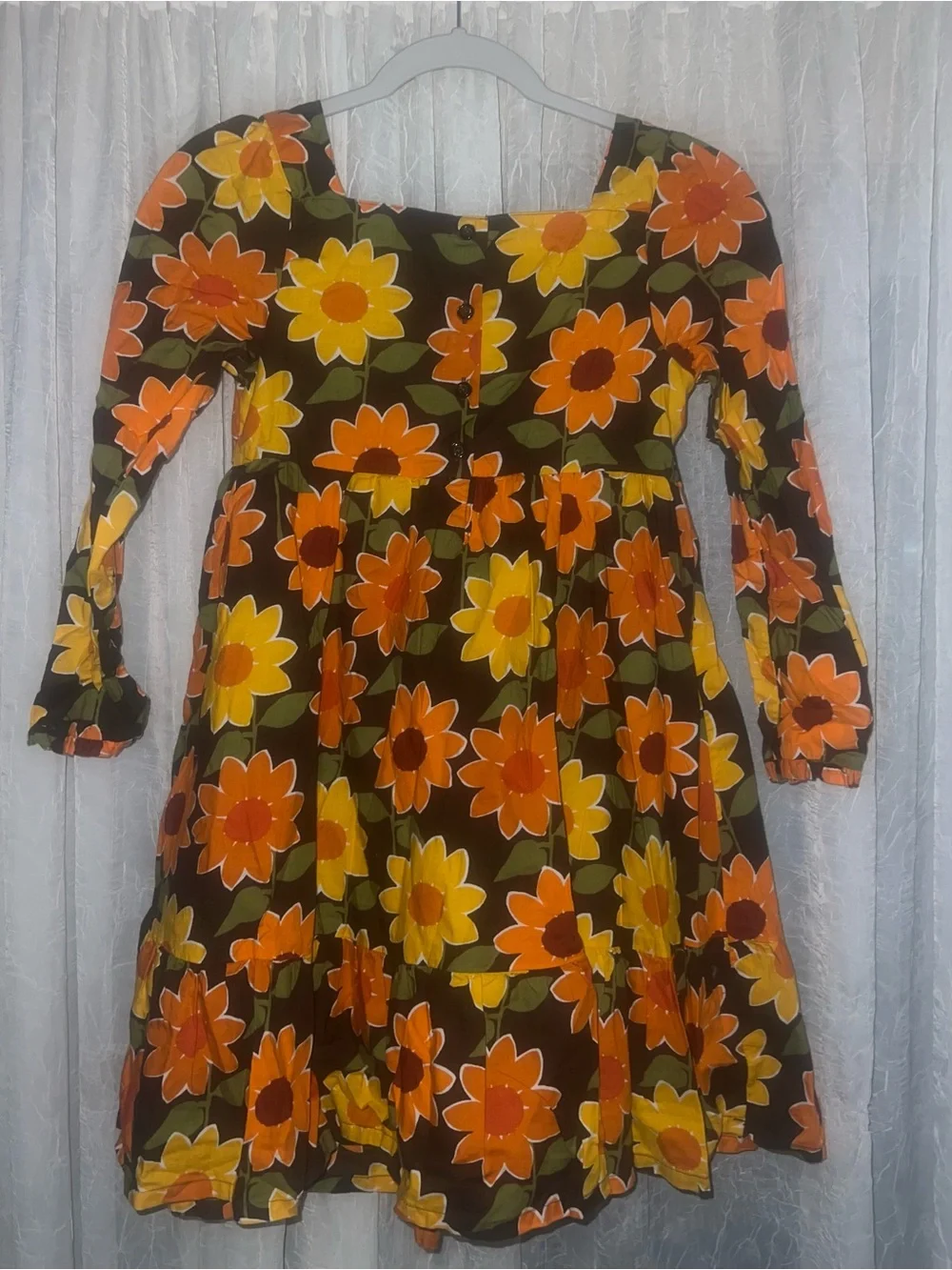 Gymboree Sunflower ruffle dress Harvest Brown 100% Cottton size 12